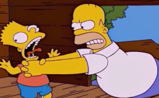 Homer slutar att strypa Bart i The Simpsons