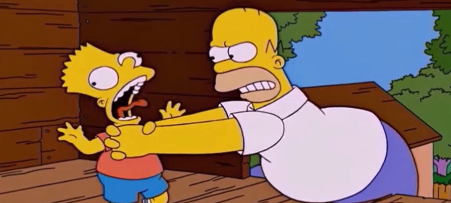 Homer slutar att strypa Bart i The Simpsons